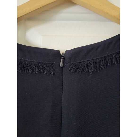 Gerard Darel - Navy Notch Neck Shift Dress w/ Fringe Trim 40 - Picture 9 of 10